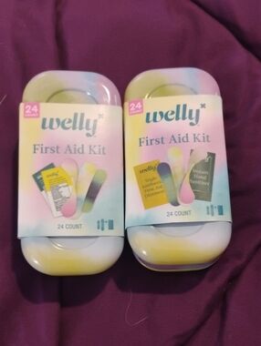 Welly First Aid Kit - Pastel Bandage Tin (24 Count) Bundle Of 2